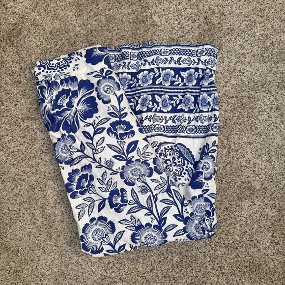 Rachel Zoe Linen Blend Wide Leg Flowy Floral Pants Blue & White Size S Beach - Picture 2 of 13